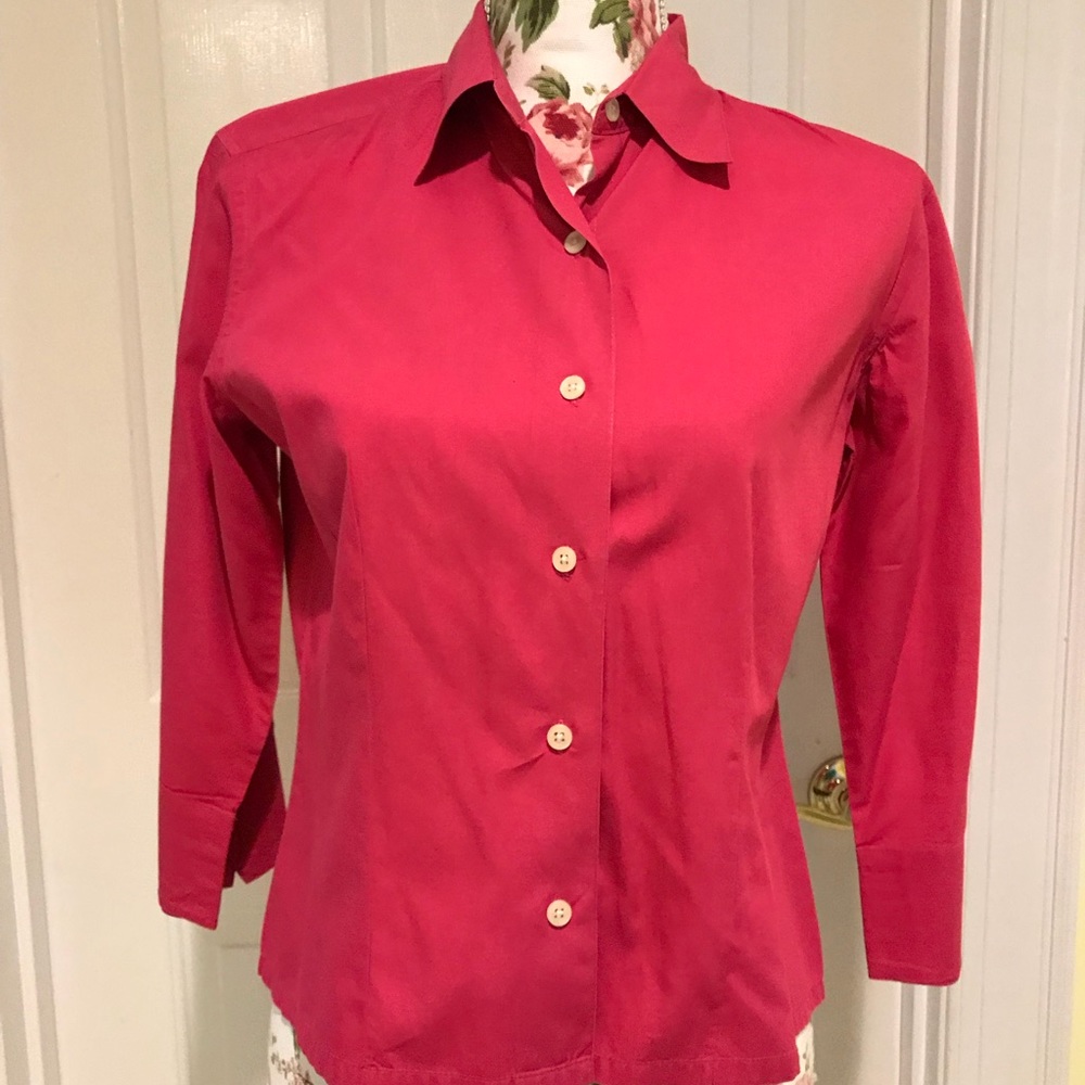 Talbots fuchsia cotton blouse size Petite